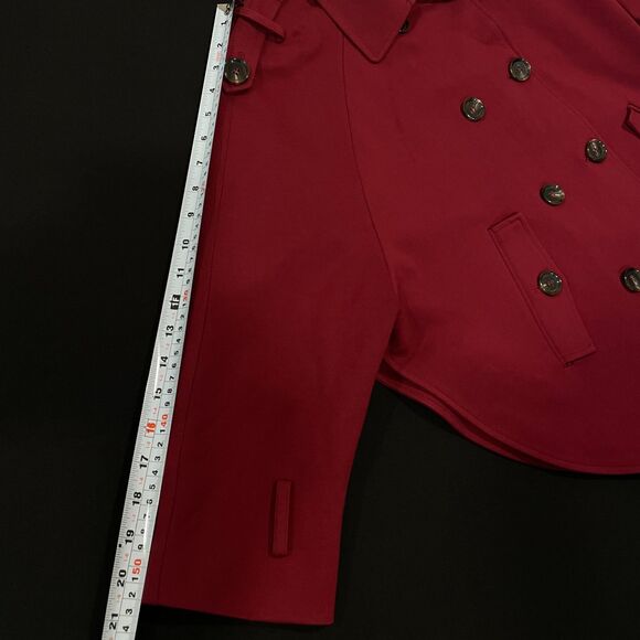 ~ Cartonnier Lg Anthropologie Blazer Cape Wine Double Breasted Buttons Pockets - Picture 8 of 15